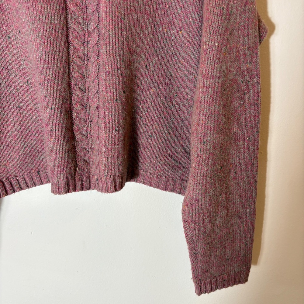 Vintage Haberdasher Tweed Cable Knit Sweater Wool Blend Mauve Large 90s‎ - Picture 3 of 6